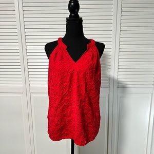 Market & Spruce red eyelet top